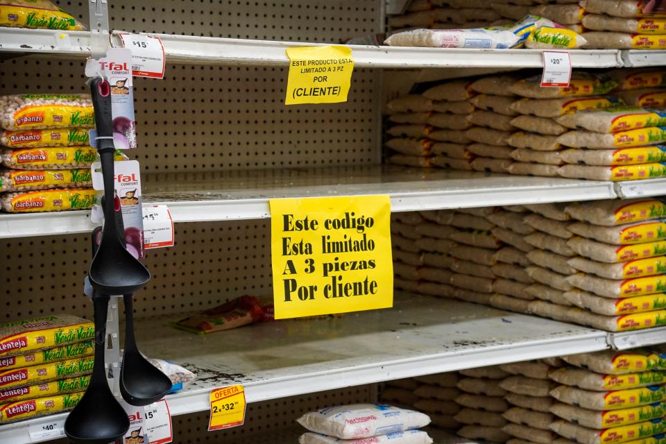 A partially empty shelf pictured in Cancun, Mexico ahead of Hurricane Beryl (AFP via Getty Images)