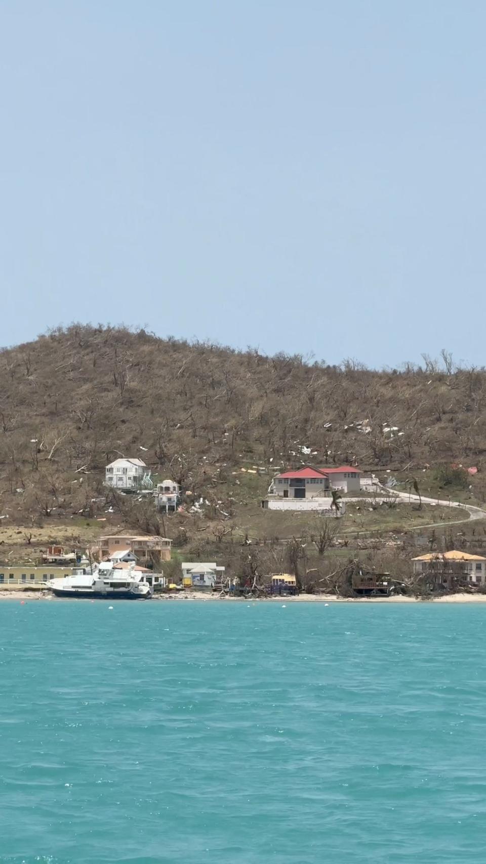 A view shows damaged property following the passing of Hurricane Beryl, at a location off the coast of Carriacou, Grenada July 2, 2024 (Jessica Deeker via REUTERS)